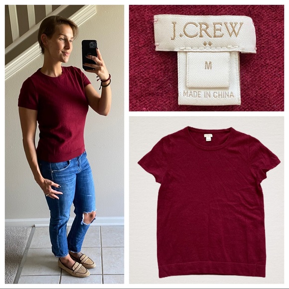 J. Crew Factory Tops - J. Crew Maroon Merino Wool Viscose Soft Top Red